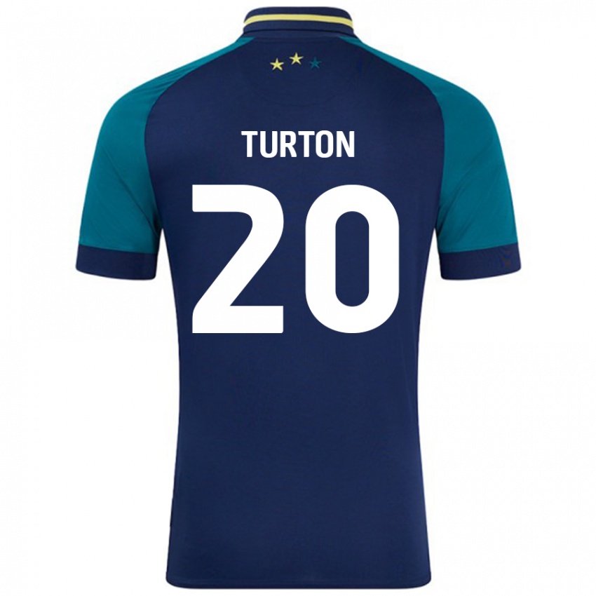 Gyermek Ollie Turton #20 Navy Sötétzöld Idegenbeli Jersey 2024/25 Mez Póló Ing