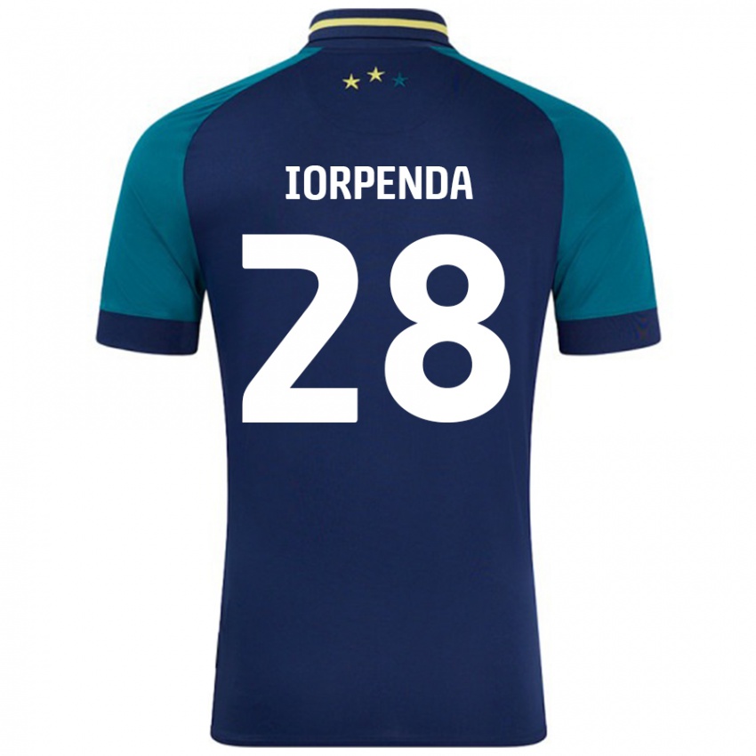 Gyermek Tom Iorpenda #28 Navy Sötétzöld Idegenbeli Jersey 2024/25 Mez Póló Ing