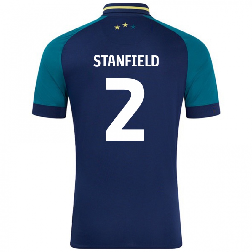 Gyermek Beth Stanfield #2 Navy Sötétzöld Idegenbeli Jersey 2024/25 Mez Póló Ing