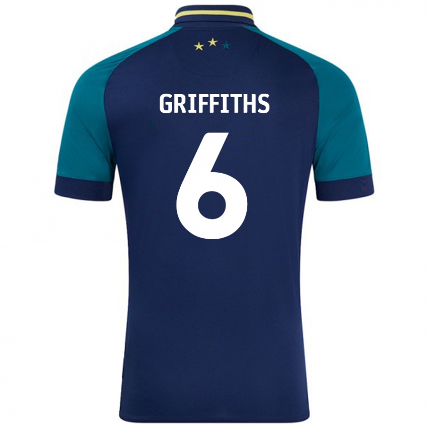 Gyermek Lauren Griffiths #6 Navy Sötétzöld Idegenbeli Jersey 2024/25 Mez Póló Ing