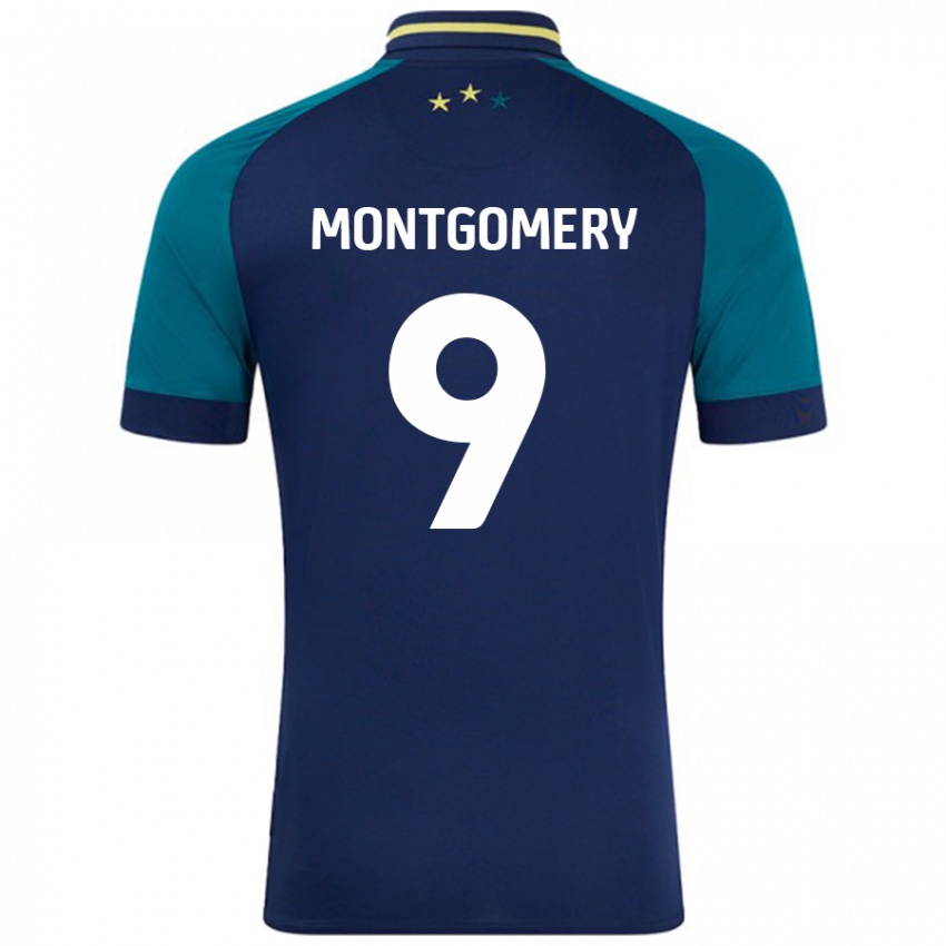 Gyermek Ria Montgomery #9 Navy Sötétzöld Idegenbeli Jersey 2024/25 Mez Póló Ing