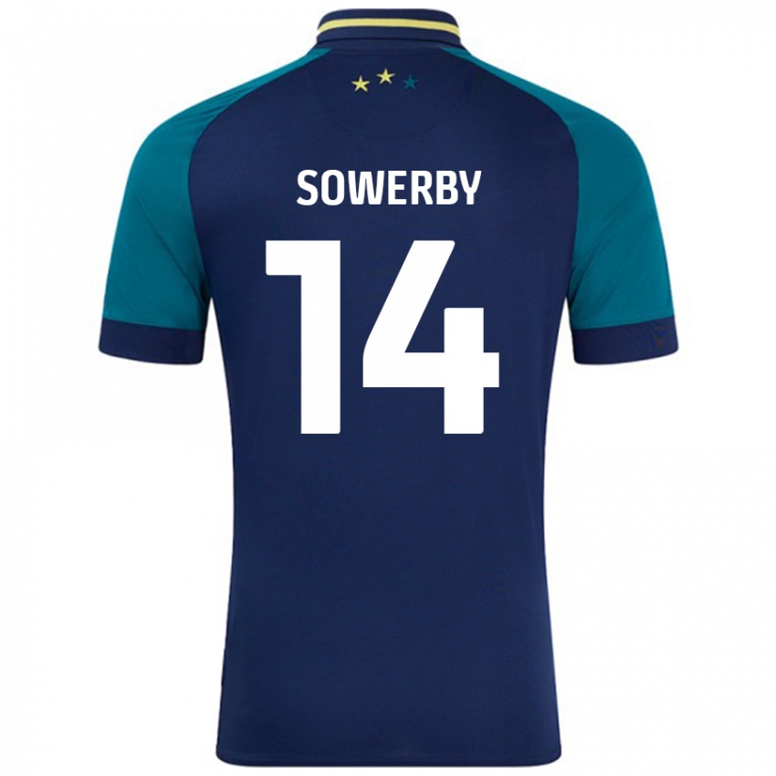 Gyermek Lucy Sowerby #14 Navy Sötétzöld Idegenbeli Jersey 2024/25 Mez Póló Ing