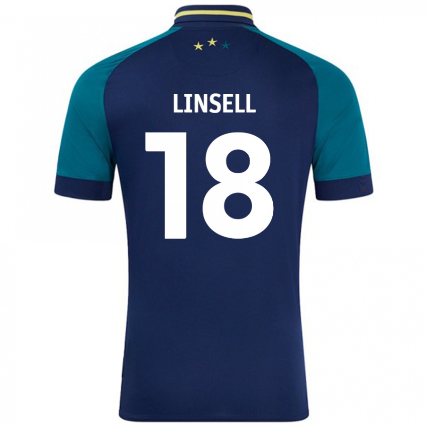 Gyermek Alice Linsell #18 Navy Sötétzöld Idegenbeli Jersey 2024/25 Mez Póló Ing