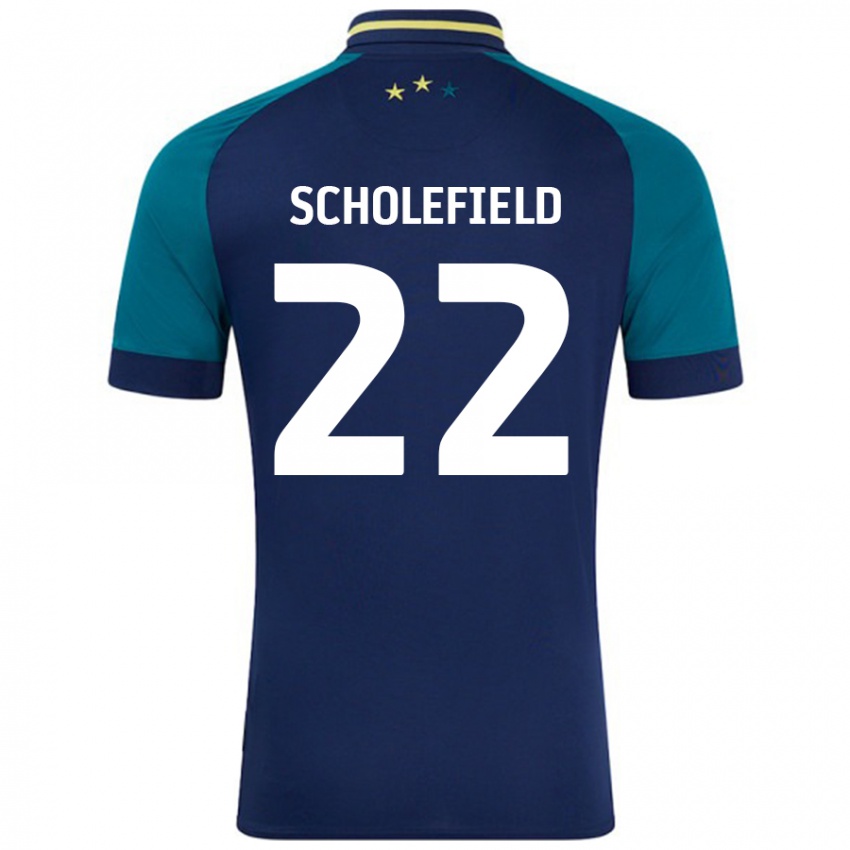 Gyermek Lois Scholefield #22 Navy Sötétzöld Idegenbeli Jersey 2024/25 Mez Póló Ing