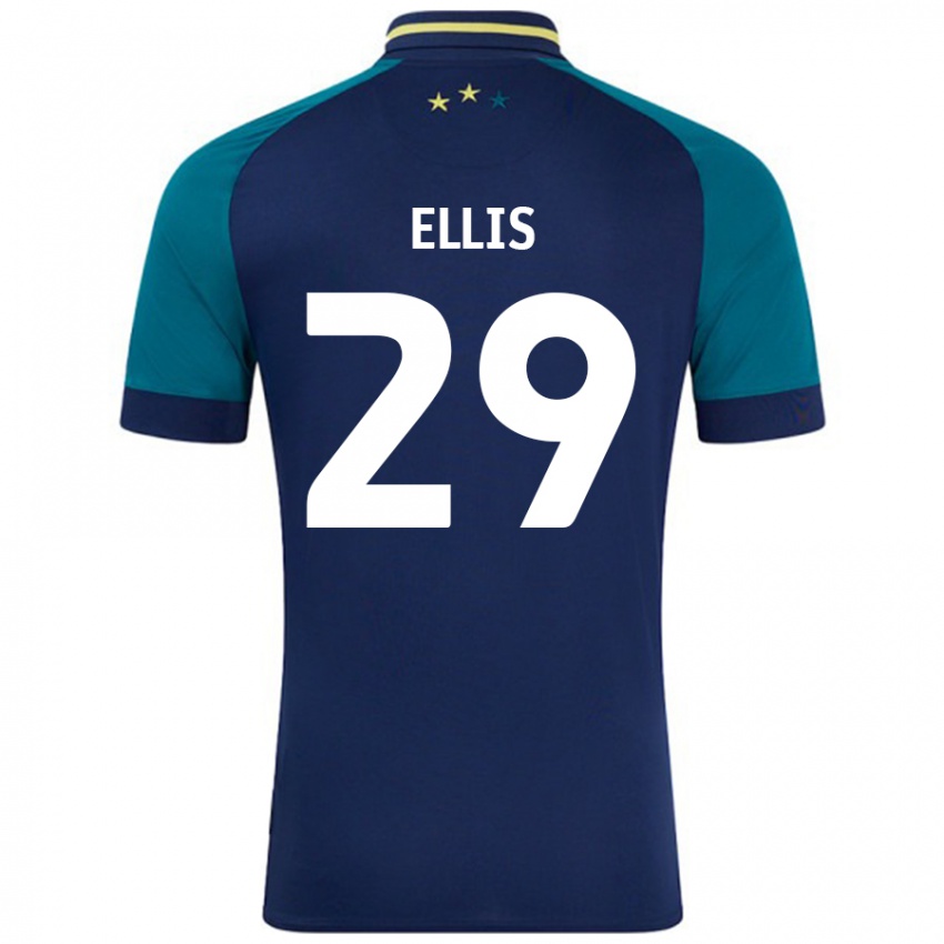 Gyermek Molly Ellis #29 Navy Sötétzöld Idegenbeli Jersey 2024/25 Mez Póló Ing