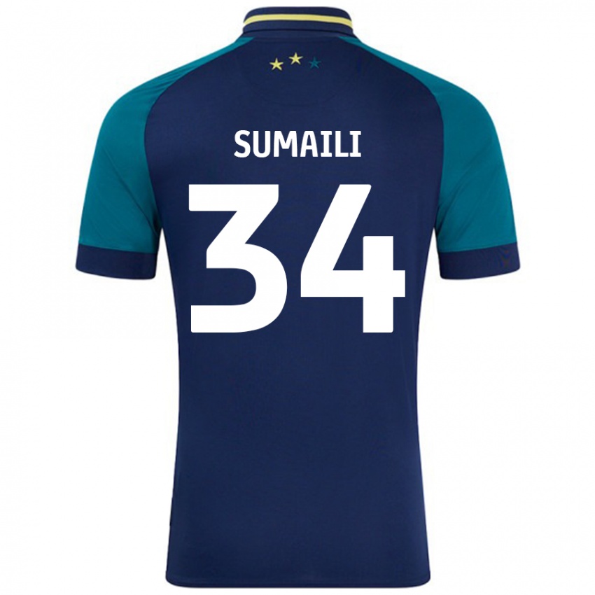 Gyermek Falone Sumaili #34 Navy Sötétzöld Idegenbeli Jersey 2024/25 Mez Póló Ing