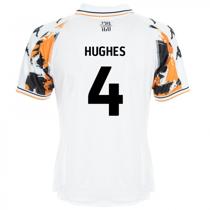 Gyermek Charlie Hughes #4 Fehér Idegenbeli Jersey 2024/25 Mez Póló Ing