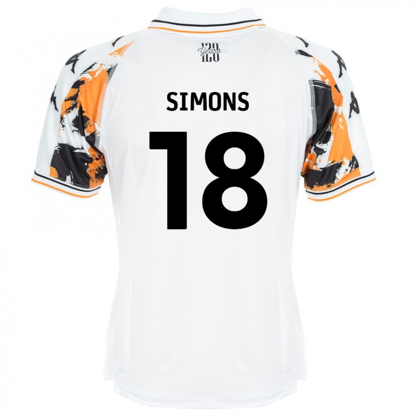 Gyermek Xavier Simons #18 Fehér Idegenbeli Jersey 2024/25 Mez Póló Ing