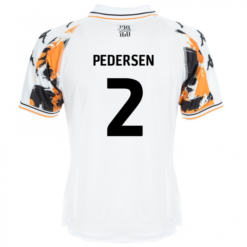 Gyermek Eden Pedersen #2 Fehér Idegenbeli Jersey 2024/25 Mez Póló Ing