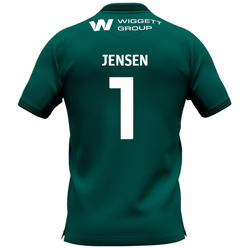 Gyermek Lukas Jensen #1 Zöld Idegenbeli Jersey 2024/25 Mez Póló Ing