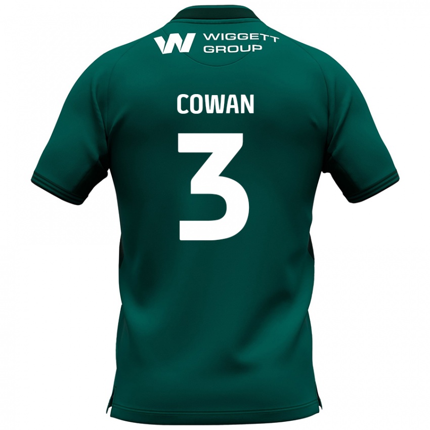 Gyermek Leanne Cowan #3 Zöld Idegenbeli Jersey 2024/25 Mez Póló Ing