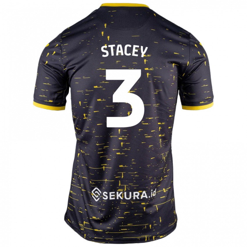 Gyermek Jack Stacey #3 Fekete Sárga Idegenbeli Jersey 2024/25 Mez Póló Ing