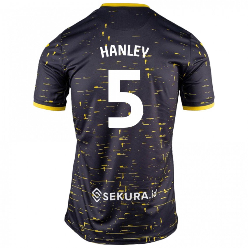 Gyermek Grant Hanley #5 Fekete Sárga Idegenbeli Jersey 2024/25 Mez Póló Ing