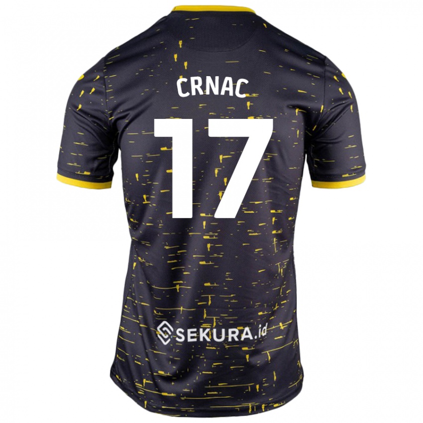 Gyermek Ante Crnac #17 Fekete Sárga Idegenbeli Jersey 2024/25 Mez Póló Ing