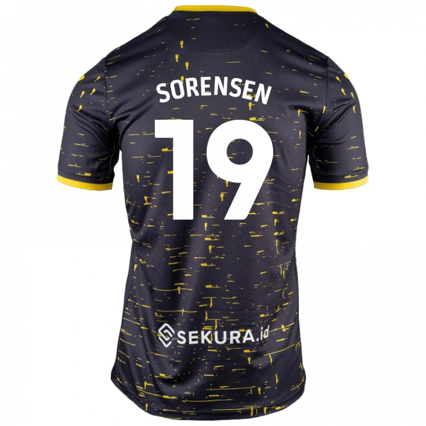 Gyermek Jacob Lungi Sørensen #19 Fekete Sárga Idegenbeli Jersey 2024/25 Mez Póló Ing