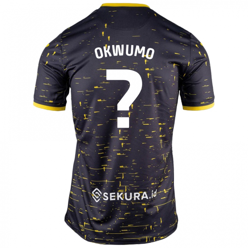 Gyermek Harmony Okwumo #0 Fekete Sárga Idegenbeli Jersey 2024/25 Mez Póló Ing