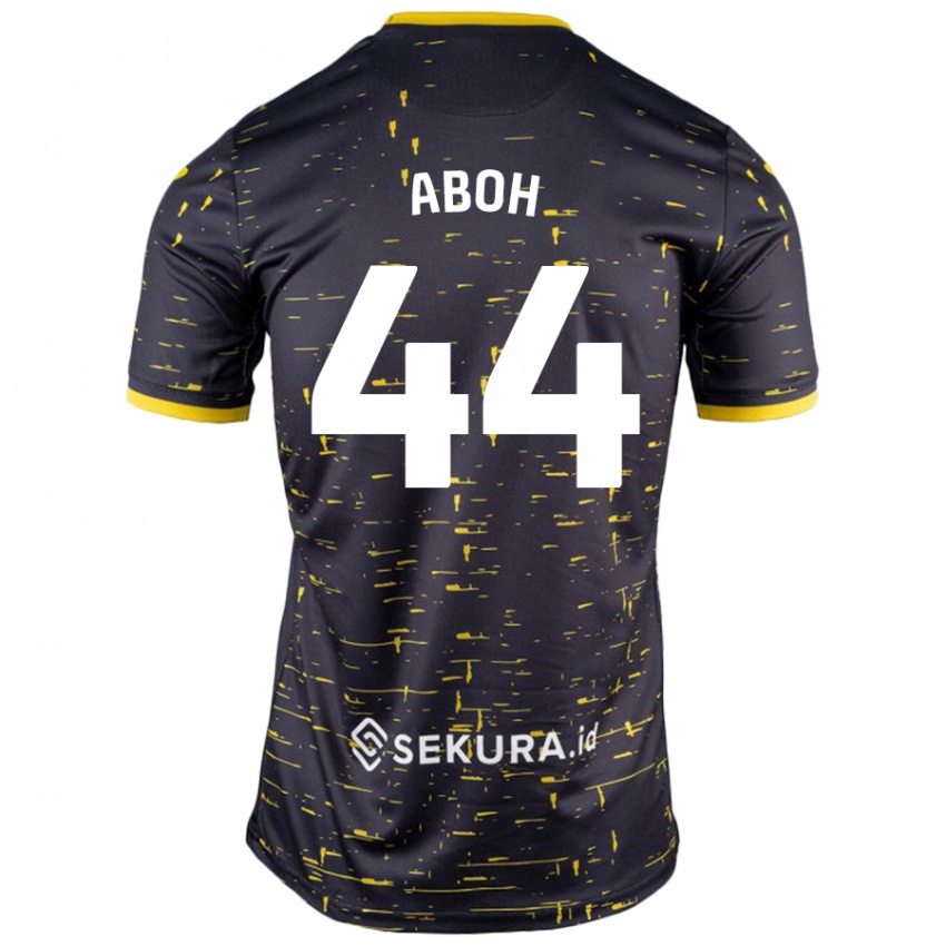 Gyermek Ken Aboh #44 Fekete Sárga Idegenbeli Jersey 2024/25 Mez Póló Ing