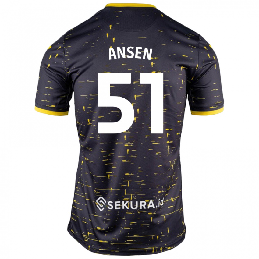 Gyermek Caleb Ansen #51 Fekete Sárga Idegenbeli Jersey 2024/25 Mez Póló Ing