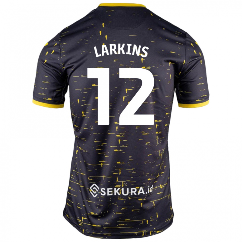 Gyermek Anna Larkins #12 Fekete Sárga Idegenbeli Jersey 2024/25 Mez Póló Ing