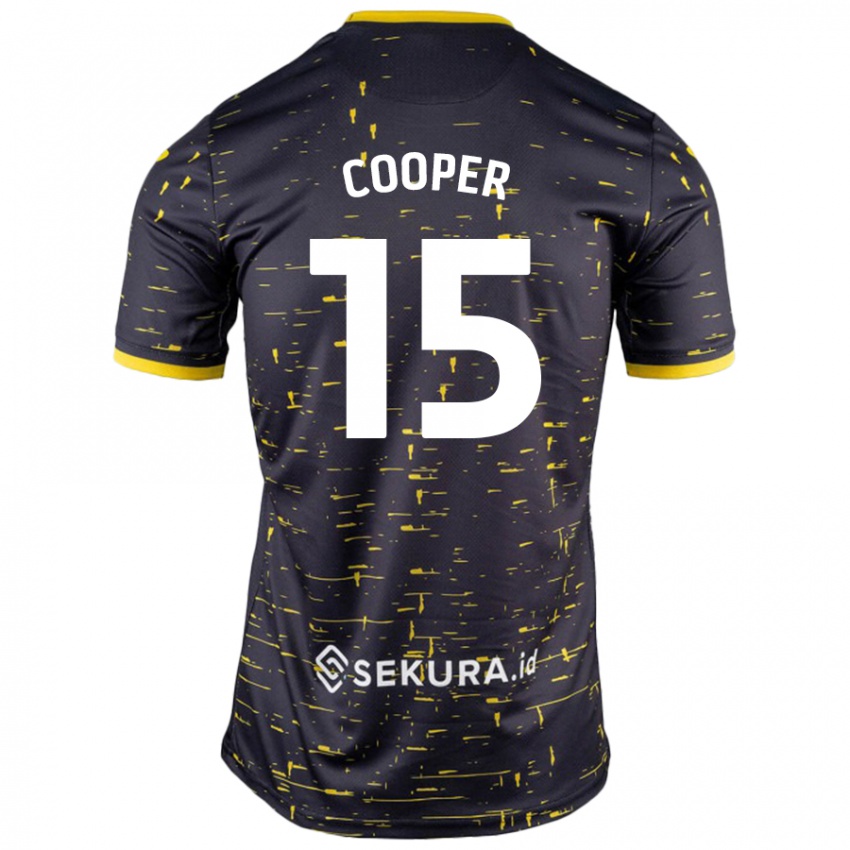 Gyermek Naomi Cooper #15 Fekete Sárga Idegenbeli Jersey 2024/25 Mez Póló Ing