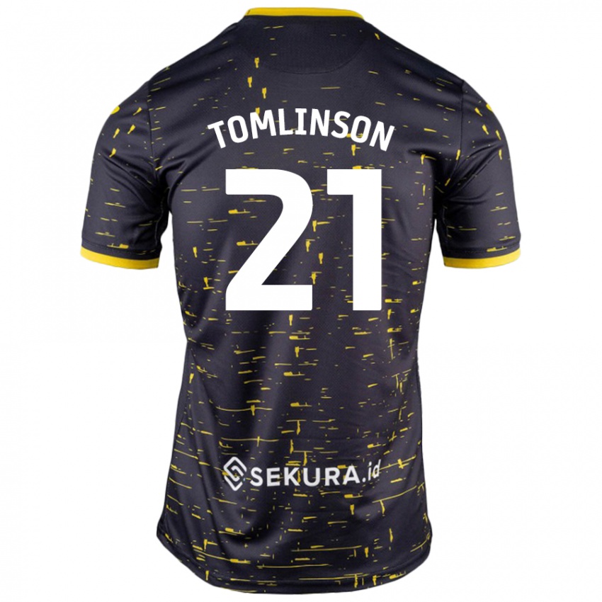 Gyermek Lauren Tomlinson #21 Fekete Sárga Idegenbeli Jersey 2024/25 Mez Póló Ing