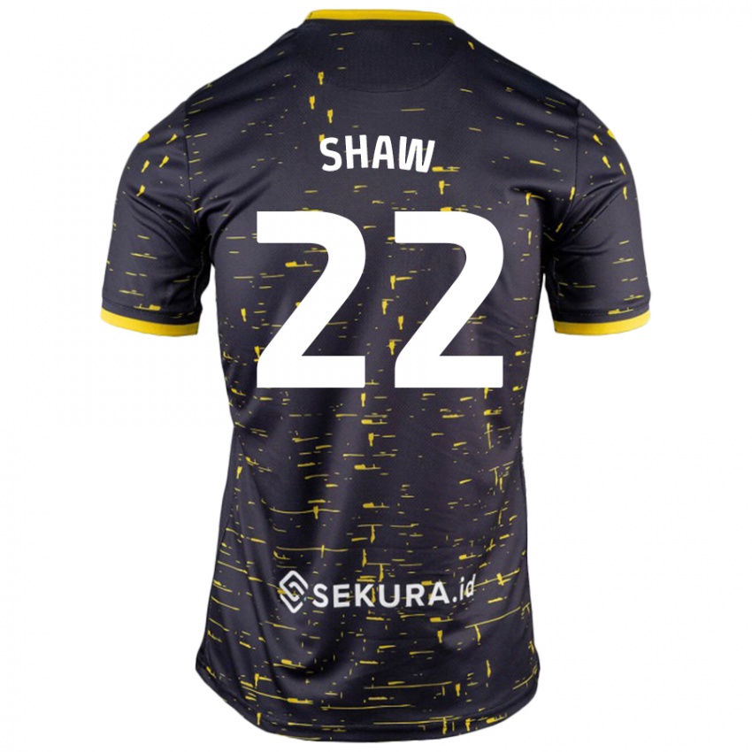 Gyermek Shannon Shaw #22 Fekete Sárga Idegenbeli Jersey 2024/25 Mez Póló Ing