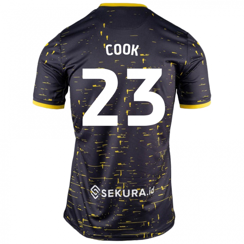 Gyermek Olivia Cook #23 Fekete Sárga Idegenbeli Jersey 2024/25 Mez Póló Ing