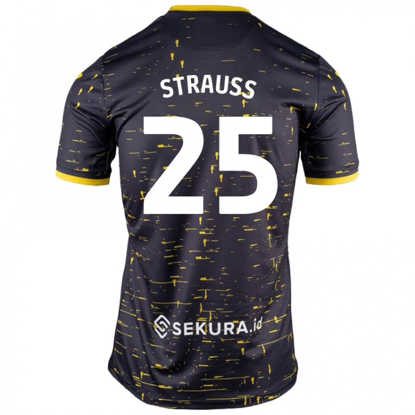 Gyermek Hope Strauss #25 Fekete Sárga Idegenbeli Jersey 2024/25 Mez Póló Ing