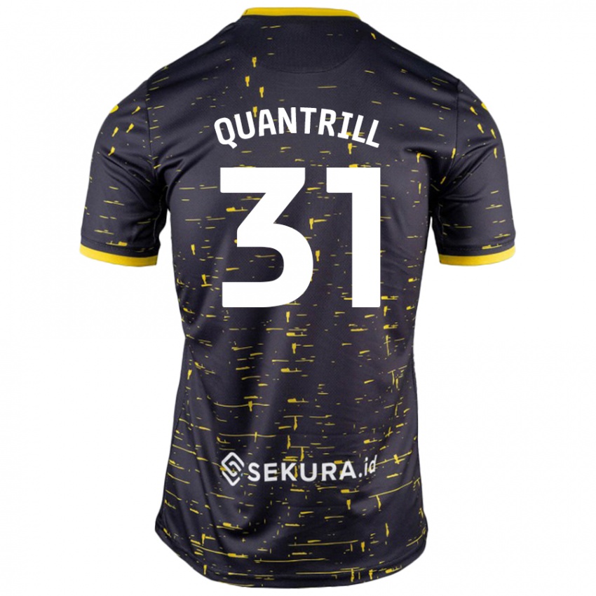 Gyermek Sarah Quantrill #31 Fekete Sárga Idegenbeli Jersey 2024/25 Mez Póló Ing