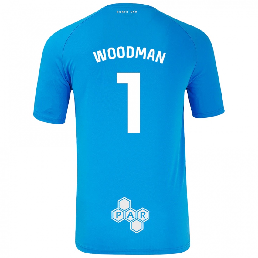 Gyermek Freddie Woodman #1 Égszínkék Idegenbeli Jersey 2024/25 Mez Póló Ing