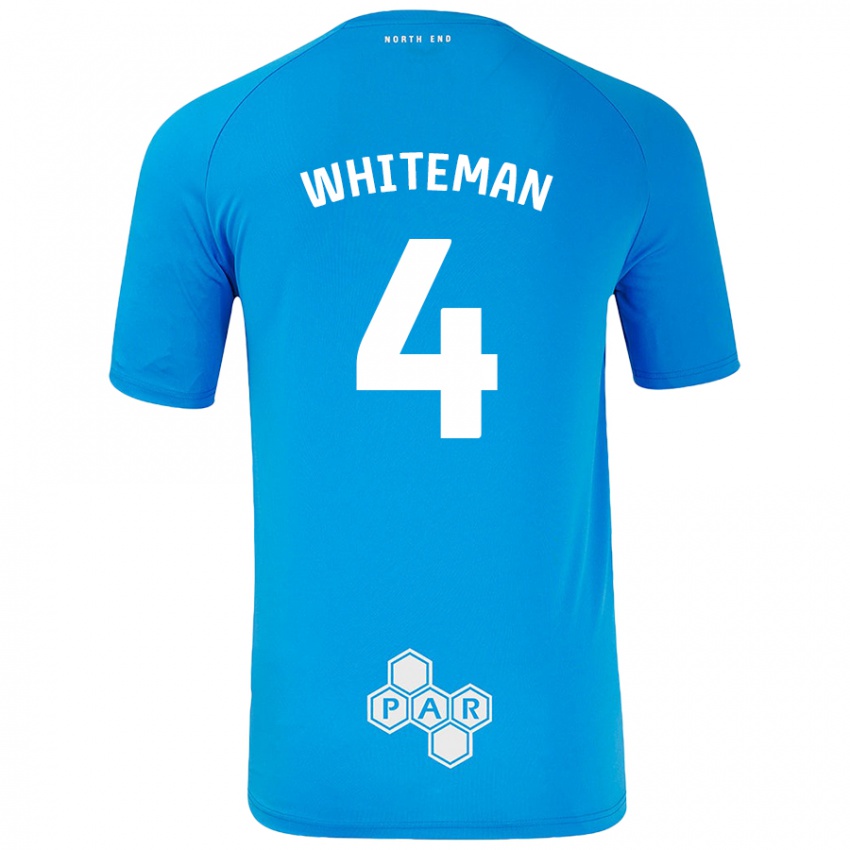 Gyermek Ben Whiteman #4 Égszínkék Idegenbeli Jersey 2024/25 Mez Póló Ing