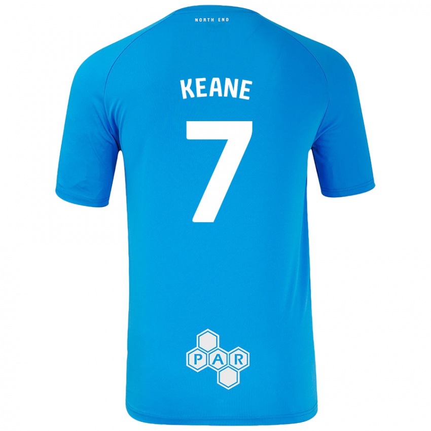 Gyermek Will Keane #7 Égszínkék Idegenbeli Jersey 2024/25 Mez Póló Ing