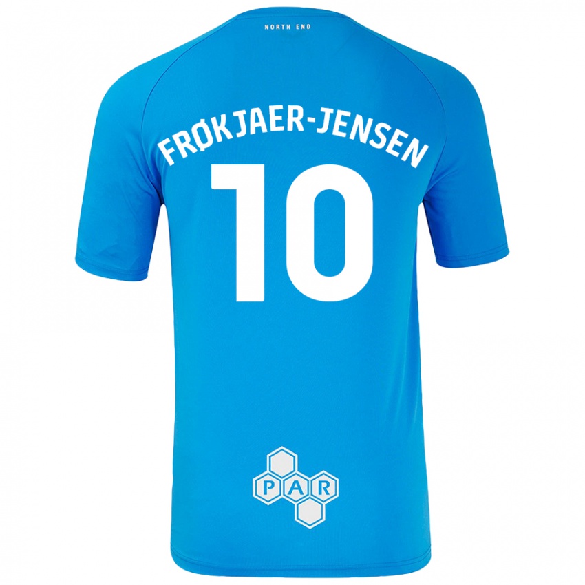 Gyermek Mads Frøkjaer-Jensen #10 Égszínkék Idegenbeli Jersey 2024/25 Mez Póló Ing