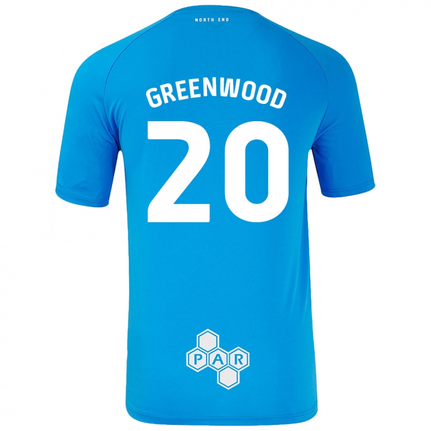 Gyermek Sam Greenwood #20 Égszínkék Idegenbeli Jersey 2024/25 Mez Póló Ing