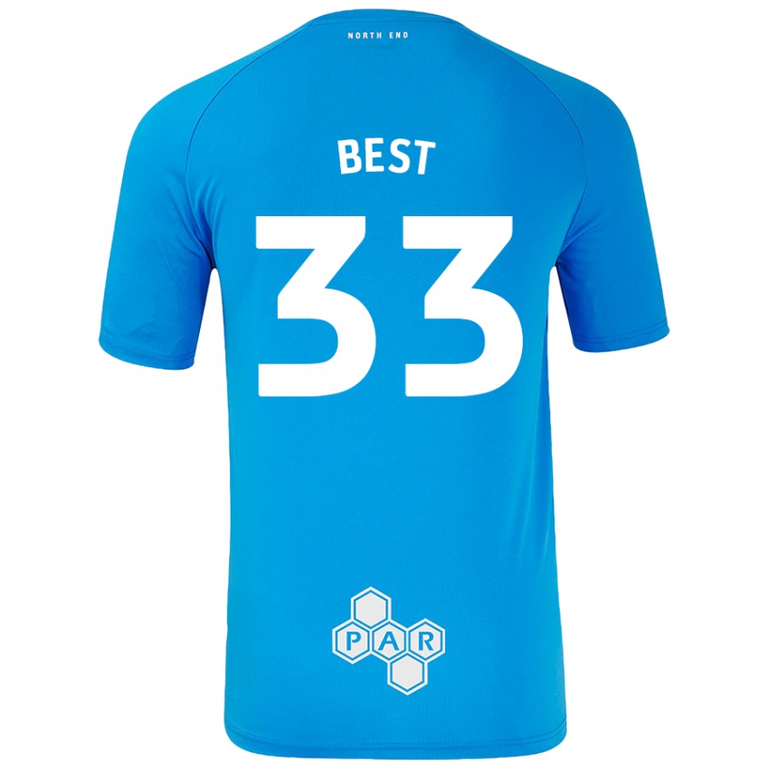 Gyermek Kian Best #33 Égszínkék Idegenbeli Jersey 2024/25 Mez Póló Ing