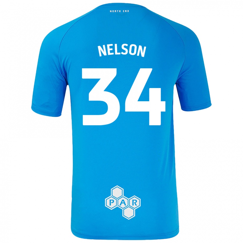 Gyermek Kitt Nelson #34 Égszínkék Idegenbeli Jersey 2024/25 Mez Póló Ing