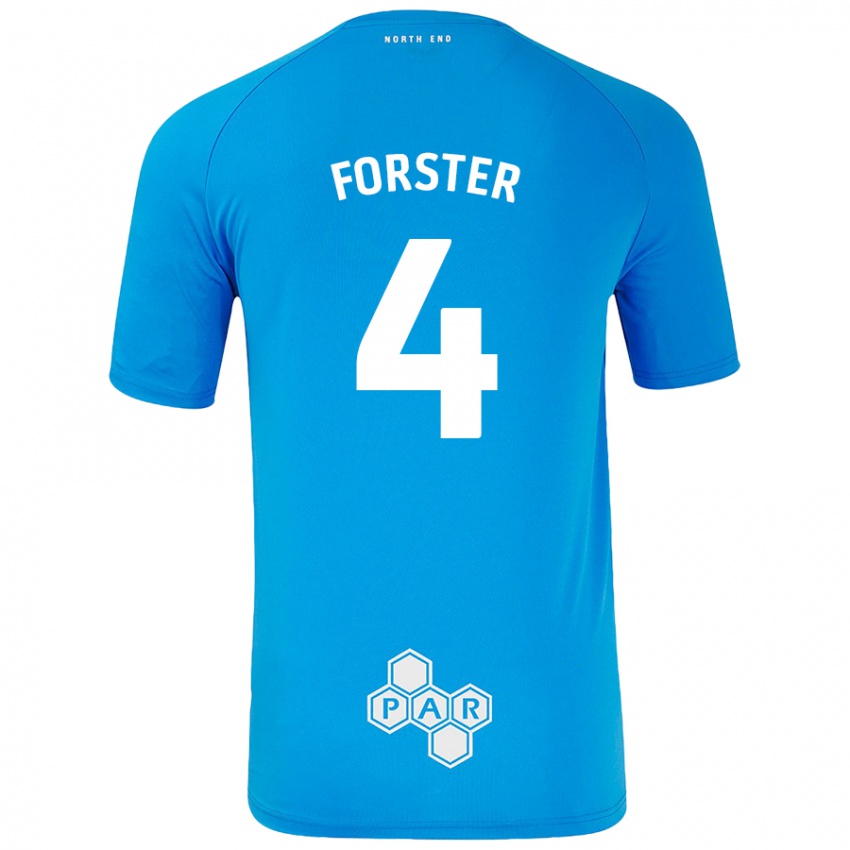 Gyermek Hannah Forster #4 Égszínkék Idegenbeli Jersey 2024/25 Mez Póló Ing