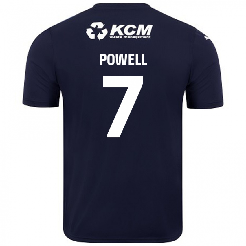 Gyermek Joe Powell #7 Sötétkék Idegenbeli Jersey 2024/25 Mez Póló Ing