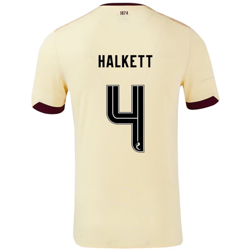 Gyermek Craig Halkett #4 Krémes Bordó Idegenbeli Jersey 2024/25 Mez Póló Ing