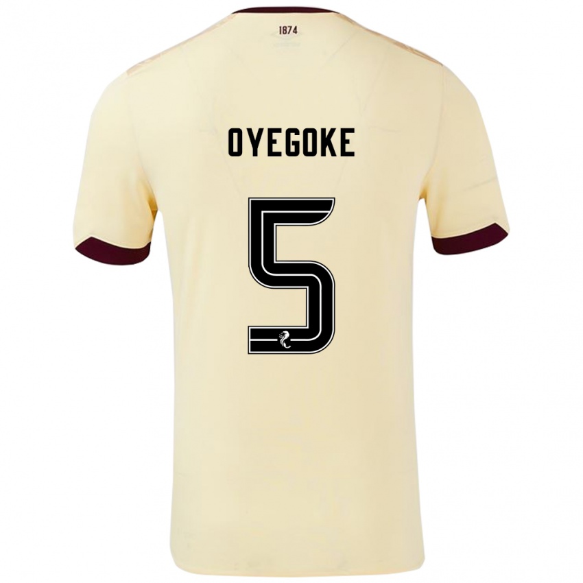 Gyermek Daniel Oyegoke #5 Krémes Bordó Idegenbeli Jersey 2024/25 Mez Póló Ing