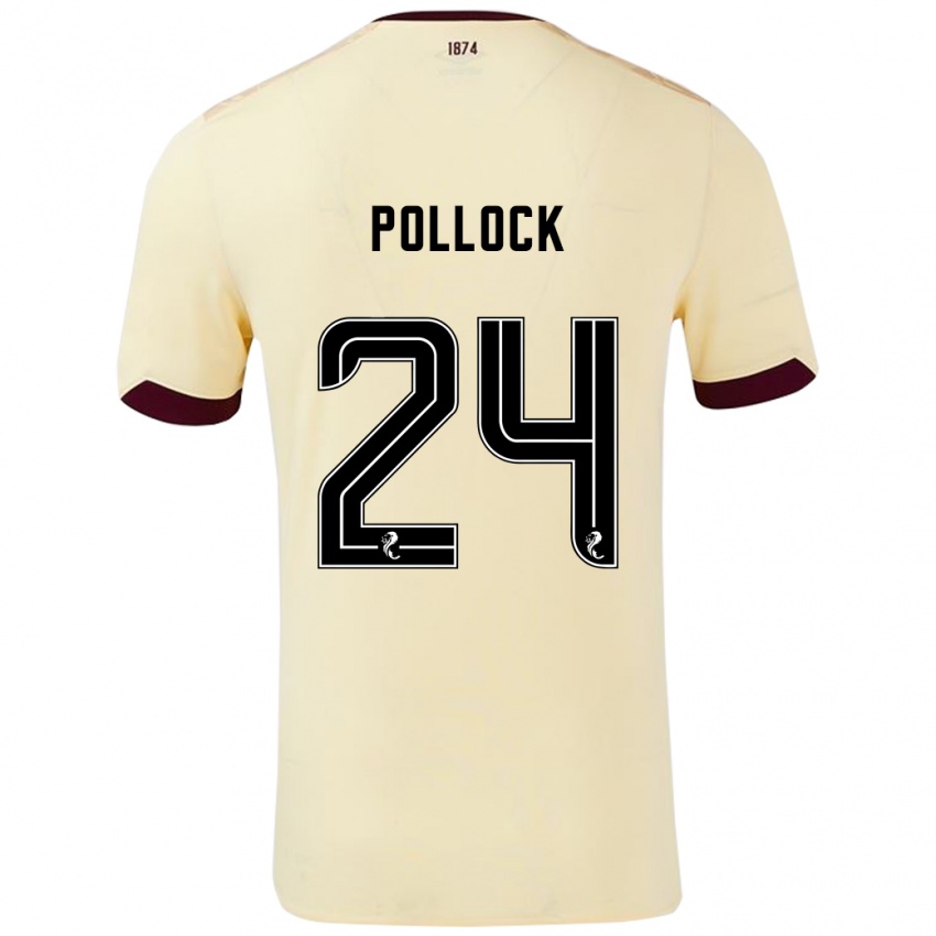 Gyermek Finlay Pollock #24 Krémes Bordó Idegenbeli Jersey 2024/25 Mez Póló Ing