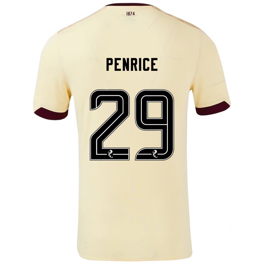 Gyermek James Penrice #29 Krémes Bordó Idegenbeli Jersey 2024/25 Mez Póló Ing