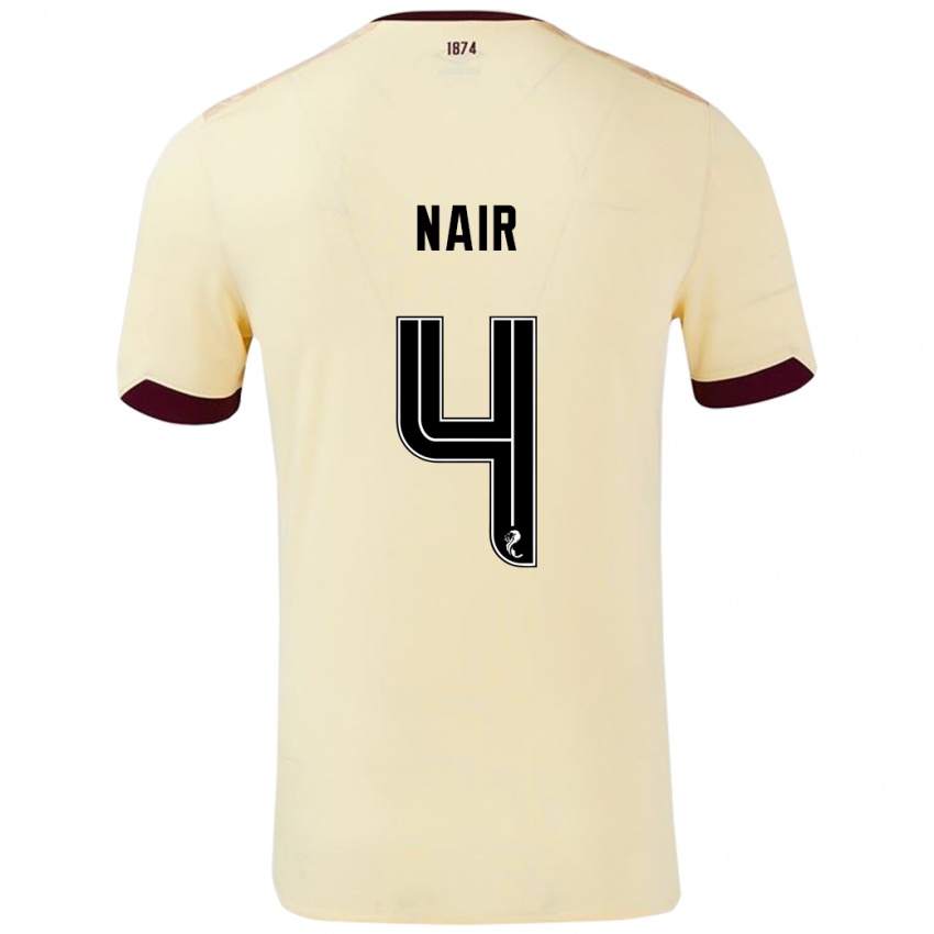 Gyermek Kenzi Nair #4 Krémes Bordó Idegenbeli Jersey 2024/25 Mez Póló Ing