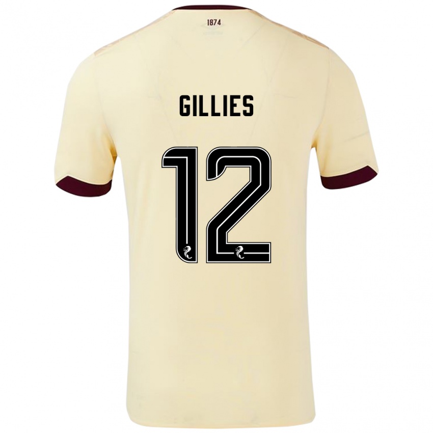 Gyermek Matthew Gillies #12 Krémes Bordó Idegenbeli Jersey 2024/25 Mez Póló Ing