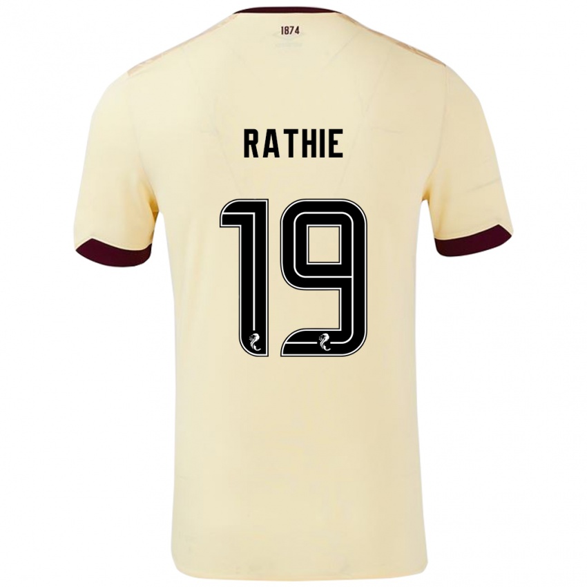 Gyermek Luke Rathie #19 Krémes Bordó Idegenbeli Jersey 2024/25 Mez Póló Ing