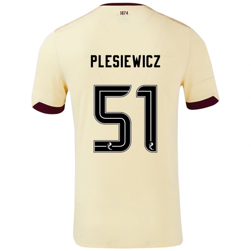 Gyermek Szymon Plesiewicz #51 Krémes Bordó Idegenbeli Jersey 2024/25 Mez Póló Ing