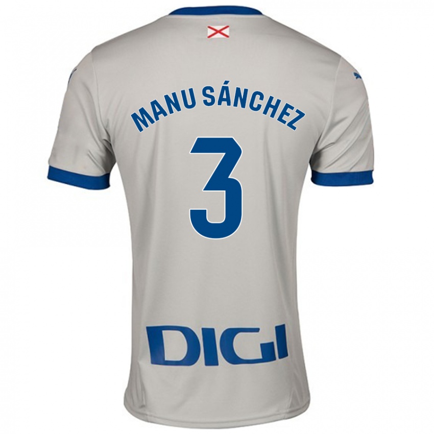 Gyermek Manu Sanchez #3 Világos Szürke Idegenbeli Jersey 2024/25 Mez Póló Ing