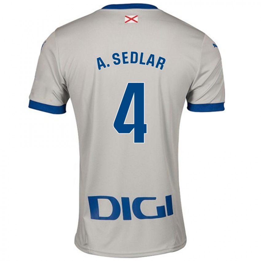 Gyermek Aleksandar Sedlar #4 Világos Szürke Idegenbeli Jersey 2024/25 Mez Póló Ing