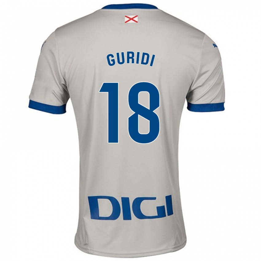 Gyermek Jon Guridi #18 Világos Szürke Idegenbeli Jersey 2024/25 Mez Póló Ing