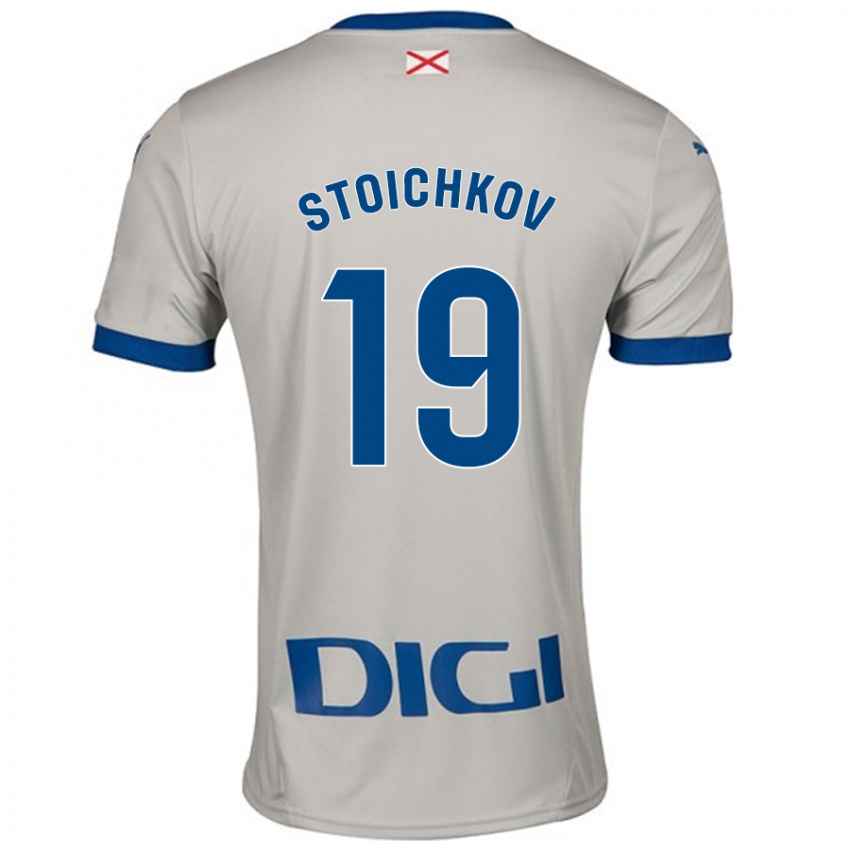 Gyermek Stoichkov #19 Világos Szürke Idegenbeli Jersey 2024/25 Mez Póló Ing